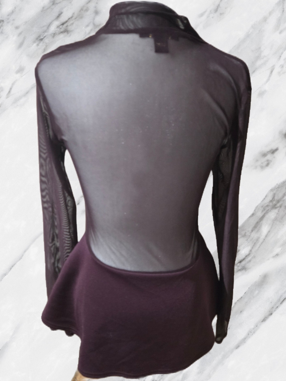 Revamped Sheer-Panel Zip Front Athletic Jacket - Plum - Picture 2 of 3
